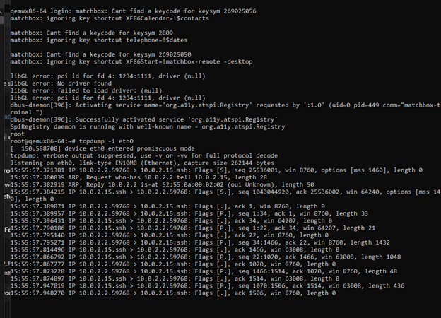 Captured network activity logs
